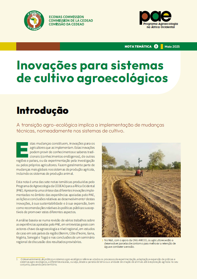 Thematic note PAE 2 - Innovations for agroecological cropping systems Thematic note PAE 2 - Innovations for agroecological cropping systems