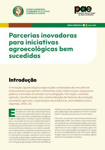Nota tematica 1 - Parcerias inovadoras para iniciativas agroecológicas bem sucedidas