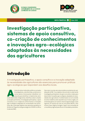 Nota tematica 6 – Investigação participativa, sistemas de apoio consultivo, co-criação de conhecimentos e inovações agro-ecológicas adaptadas às necessidades dos agricultores